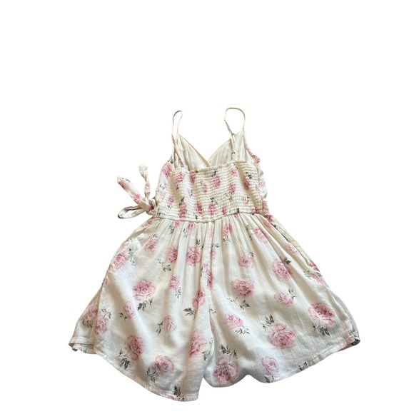 Abercrombie & Fitch Floral Romper XS Pink Rose Print Side Tie Adjustable Straps - Picture 2 of 12